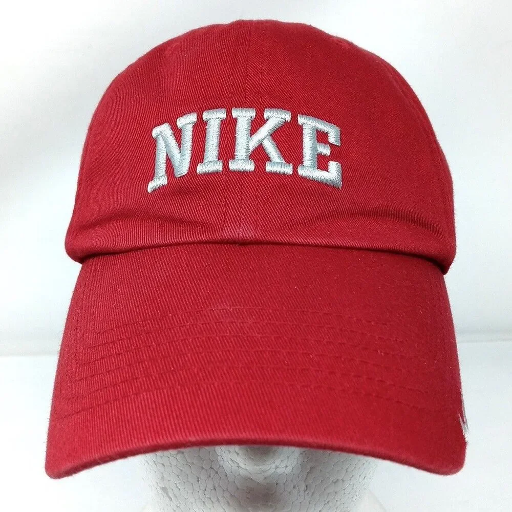 Nike Sportswear Strapback Red Swoosh Logo Hat Cap Athletic Y2K Dad